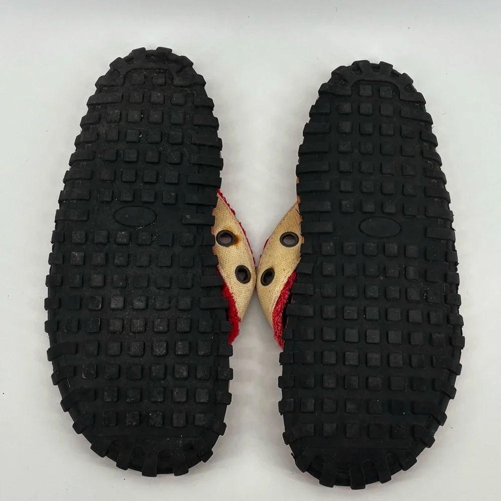 Red Stripe Mens Multicolor Graphic Flip‎ Flops Size 11.5